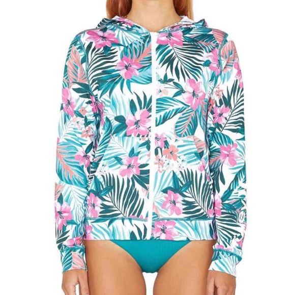 HURLEY Full Hooded Zip Hoodie Swimsuit Cover Up Hawaiian Hoodie Summer Beach - Picture 3 of 6